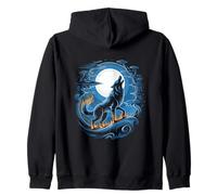 Lobo Aullando Luna Noche Mágica Sudadera con Capucha