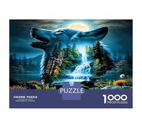 Lobo Aullido Cascada 1000 Piezas Serenata del Bosque Salvaje Puzzle para Adultos-Cartón Ecológico-Super Divertido para Casa, Actividad Educativa Chula, Regalo Genial para Las Familias 52x38cm/1000pcs