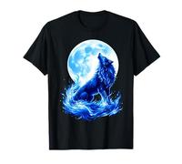 Lobo Azul Aullando Luna Llena Camiseta