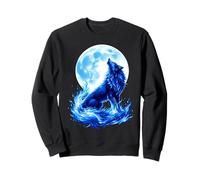 Lobo Azul Aullando Luna Llena Sudadera