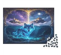 Lobo Azul Fantasía Puzzle de 1000 Piezas Puzzle para Adultos Noche Misteriosa Papel Puzzle para Toda la Familia Relajación Concentración Ornamentación Regalo Nan