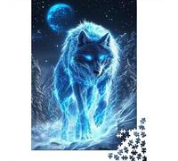 Lobo Azul Luna Puzzle de 1000 Piezas Puzzle para Adultos Papel Vista Nocturna Puzzle para Toda la Familia 38x26cm/1000pcs