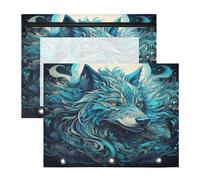 Lobo Azul Mar Estuches para Lápices Transparentes para Archivador de 3 Anillas(2 Pack)