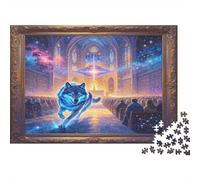 Lobo Azul Puzzle de 1000 Piezas Papel Puzzle para Adultos Fantasía Catedral Nocturna Relajación Decoración Regalo para Familia 70x50cm/1000pcs