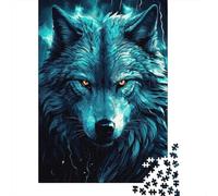 Lobo Azul Puzzle para Adultos Puzzle de 1000 Piezas Papel Bosque Nocturno Decoración Hogar Regalo 52x38cm/1000pcs