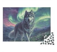 Lobo bajo la Aurora, cartón 100% Reciclado. Rompecabezas de 1000 Piezas para Adultos y niños. Divertida Actividad para el hogar. 52 x 38 cm / 1000 Piezas.