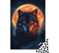 Lobo bajo la Luna de Sangre 1000 Piezas Cartón Extra Grueso Rompecabezas Premium Fans De Adolescentes 12-18 Años Imposible Difícil Desafío Presente Divertido 38x26cm/1000pcs