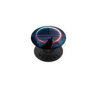Lobo bajo la Luna patriótica PopSockets PopGrip Adhesivo