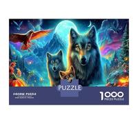 Lobo bajo la Luna Puzzles Imposible,desafío for Adults Interesante Entretenimiento Creativo 1000 Piezas Obra De Arte De Juego De para Adultos, Regalos A Partir De 14 Años 38x26cm/1000pcs
