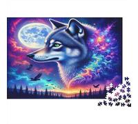 Lobo bajo la Luna Rompecabezas Imposible,desafío for Adults Animales Juego Educativo 1000 Piezas Obra De Arte De Juego De para Adultos Y Niños 52x38cm/1000pcs