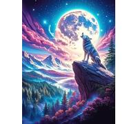 Lobo Bajo Las Auroras Boreales Rompecabezas 300 Piezas Cartón Grueso para Coleccionistas Mascota de Vida Silvestre Mejora Memoria Desarrollo Cognitivo Diversión Familia Regalo Reyes Magos 300 PCS