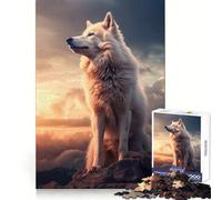Lobo Blanco al Atardecer - Rompecabezas de 1000 Piezas para Adultos - Entrenamiento de Pensamiento - Escape Sereno - Bordes Definidos - Regalo Creativo (38x52cm)