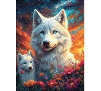 Lobo Blanco con su Cachorro Rompecabezas 1000 Piezas Cartón Grueso para Coleccionistas Vida Silvestre y Mascotas Eventos Team Building Ocio En Casa Regalo Fin De Año Mejor Valorado 1000 PCS