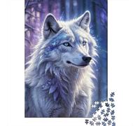 Lobo Blanco del Bosque Puzzle de 1000 Piezas Papel Puzzle para Adultos Estilo Azul Hielo Puzzle para Toda la Familia Relajación Decoración Regalo 70x50cm/1000pcs