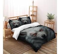 Lobo Blanco Edredón De Doble Capa tótem Animal Suave Y Cómodo Chaqueta De Edredón De Microfibra Impresión 3D Juego De 3 Piezas En La Cama King（220x240cm）