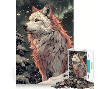 Lobo Blanco en Bosque nevado Rompecabezas de 1000 Piezas para Adolescentes Juego Que estimula el Cerebro Encaje Huecos Actividad Relajante para Grupos en Interiores (38x26cm)