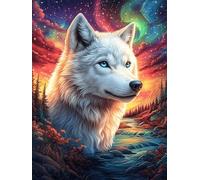 Lobo Blanco en Claro del Bosque Puzzles 500 Piezas Construir Maquetas Detalladas Sueño mágico de Ciencia ficción Rompecabezas para Adultos Desafío Intelectual Juguete Educativo 3D Moderno 500 PCS