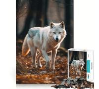 Lobo Blanco en el Bosque Rompecabezas de 1000 Piezas para Adultos Juego de Memoria Cerebral Encaje Huecos Actividad Relajante para la Mente (50x75cm)