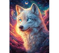 Lobo blanco en un cielo estrellado Rompecabezas 1000 Piezas Cartón Para Principiantes Sueño Mágico de Ciencia Ficción Días Lluviosos Tiempo Libre En Casa Para Reyes Magos Detalle De Cumpleaños 1000 PC