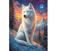 Lobo Blanco en una Cima rocosa bajo la Luna Puzzle 500 Piezas Papel Mayores Paisajes y Ciencia ficción Terapia Ocupacional Entretenimiento Sin Pantalla para Navidad Regalo Original 5
