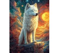 Lobo Blanco en una Montaña Puzzle 500 Piezas Cartón Resistente para Parejas Mascota de Vida Silvestre Noches De Cita Actividad Antiestrés Tiempo Libre Pack Completo Regalo Aniversario 500 PCS