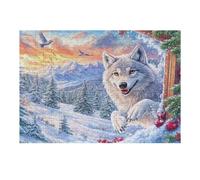 Lobo Blanco Entre los Pinos Invernales Puzzle 300 Piezas Papel Mayores Terapia Relajación Relajación Mental Más Vendido Original 300 PCS