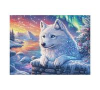 Lobo Blanco Estrellado Puzzle 500 Piezas Educativo Impresión HD Juego De Rompecabezas para Familia Entretenimiento Inteligente Construir Maquetas 500 PCS