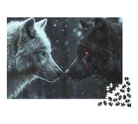 Lobo Blanco Frente a Negro. Cartón 100% Reciclado. Rompecabezas de 1000 Piezas. para Adultos y niños. Un desafío Que estimula la Mente. 38 x 26 cm / 1000 Piezas.