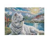 Lobo Blanco Puzzle 300 Piezas Portátil Familiar Compacto Rompecabezas 3D para Familia Desafío Intelectual Maquetas EduGatoivas Construir 300 PCS