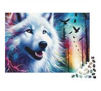 Lobo Blanco Puzzle de 1000 Piezas Juego de Puzzle 1000 Piezas Aves del Bosque Puzzle para Adultos Relajación Hogar 38x26cm/1000pcs
