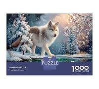Lobo Blanco Rompecabezas DIY De 1000 Piezas Cartón Lago Nevado Entrenamiento Cognitivo Familia, Actividad Indoor, Especial para Hobbyistas 70x50cm/1000pcs