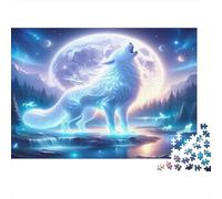 Lobo Brillante Puzzles 1000 Piezas De Cartón Grueso Lobo Elfo Luna Rompecabezas Anti Estrés Adultos para Cena con Amigos como Regalo Original 70x50cm/1000pcs