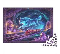 Lobo Brillante Tren Nocturno Puzzle de 1000 Piezas Papel para Adultos Cueva Cristalina Mágica Relajación Decoración Regalo 70x50cm/1000pcs