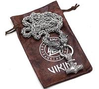 Lobo Cabeza Langosta Cierre de Langosta Thor Hammer Colgante Hecho a Mano Vikingo Collar Personalidad Collar de Hombre Titanio Acero de Acero Accesorios(50Cm)