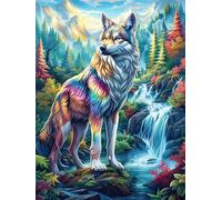 Lobo Cascada arcoíris Puzzle 1000 Piezas Cartón Grueso para Coleccionistas Ocio Creativo En Casa Calmar La Mente Pieza Colección Más Vendido 1000 PCS