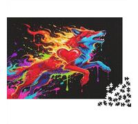 Lobo Colorido Corriendo Puzzle para Adultos Puzzle de 1000 Piezas Papel Arte Animal Creativo Relajación Enfoque Decoración Familiar Regalo 52x38cm/1000pcs
