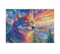 Lobo Colorido Estrellado Puzzles 300 Piezas Moderno Creativo Cosmos Nebula Radiance Rompecabezas Familiar para Adultos 3D Maquetas Construir Aliviar Estrés Decorativo 300 PCS
