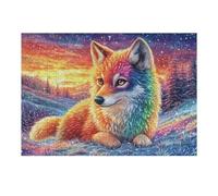 Lobo Colorido Puzzle 300 Piezas Decoración De Sala Rompecabezas para Adultos 3D DIY Creativo Desafío Intelectual Juguete EduGatoivo 300 PCS