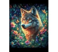 Lobo con Gema de corazón mágica Puzzles 1000 Piezas Estera Portátil Plegable Animales Salvajes y domésticos Rompecabezas para Adultos Desafío Intelectual Aliviar Estrés Decoración Hogar 3D 1000 PCS