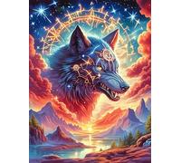 Lobo con Ojos cósmicos bajo Estrellas Puzzles 1000 Piezas Maquetas Educativas 3D Fauna Mascotas Rompecabezas para Familia Construir DIY Aliviar Estrés Decoración Hogar 1000 PCS