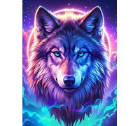 Lobo con Ojos Cósmicos Bajo la Luna Rompecabezas 300 Piezas Cartón Para Niños Mayores 14 Años Mascota de Vida Silvestre Cute Entretenimiento Casa Antiestrés Detalle San Valentín Detalle Único Original