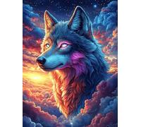 Lobo con Ojos de Fuego in A Magical Forest Rompecabezas 1000 Piezas Cartón para Principiantes Vida Silvestre y Mascotas Días Lluviosos Tiempo Libre En Casa para Reyes Magos Detalle De Cumpleaños 1000