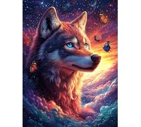Lobo con ojos de fuego in A Magical Forest Rompecabezas 500 Piezas Cartón Resistente Para Toda La Familia Vida silvestre y mascotas Desconectar Estrés Ocio Creativo En Casa Mejor Valorado Regalo Perfe