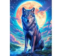 Lobo con pelaje arcoíris Under The Blood Moon Rompecabezas 1000 Piezas Cartón Para Niños Mayores 14 Años vida silvestre y plantas Entretenimiento Casa Antiestrés Detalle San Valentín Detalle Único Ori