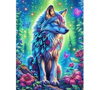 Lobo con Pelaje de arcoíris in A Flower Garden Puzzles 300 Piezas Maquetas 3D Educativas Planta Silvestre Rompecabezas para Familia Construir DIY Moderno Aliviar Estrés Decoración 300 PCS