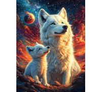 Lobo con Sus Cachorros en el Bosque mágico Puzzle 500 Piezas Cartón Resistente para Parejas Paisajes y Ciencia ficción Entrenamiento Cerebral Estimulación Mental Juego Familiar 5