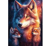 Lobo con Sus Cachorros en un Bosque mágico Rompecabezas 1000 Piezas Cartón Grueso para Coleccionistas Sueño Mágico de Ciencia Ficción Desconectar Rutina Ejercicio Mental Relajante 1000