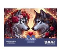 Lobo Corazón Guirnalda Puzzle de 1000 Piezas Puzzle para Adultos Noche Romántica Alivio Estrés 70x50cm/1000pcs