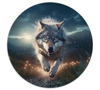 Lobo Corriendo - Arte de la Vida Silvestre de fantasía 1000 Piezas Puzzle para Adultos Y Niños Rompecabezas Redondo Presión Reducida Juguetes Familiar Puzzle Difícil 1000pcs (67.5x67.5cm)