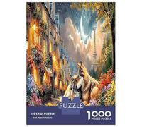 Lobo Couple In París Puzzle Intelectual Desafío 1000 Piezas Sleeping Animaleseses salvajess in The City Juego De Rompecabezas Juego Familiar para Adultos Y Niños A Partir De 12 Años 52x38cm/1000pcs